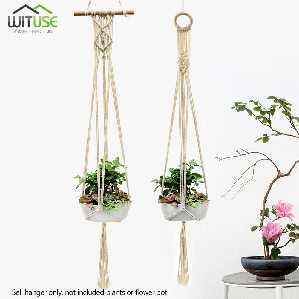 2Pcs Handmade Rope Macrame Plant Hanger Plant Holder Flower /pot Hanging Rope Braided Craft For Wall Decoration Countyard Garden