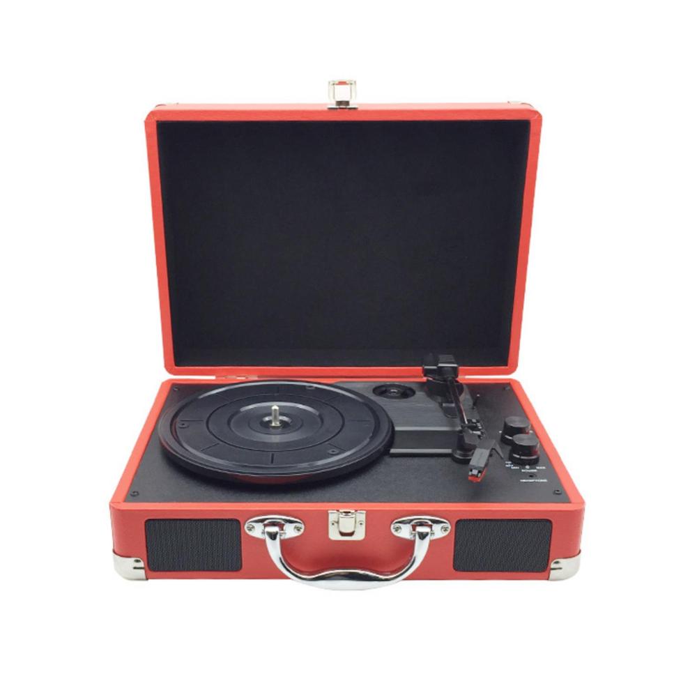 Årgang 33/45/78 omdr./min. bluetooth bærbar kuffert drejeskive vinyl lp plade telefonafspiller 3- hastighed aux-in line-out 100-240v