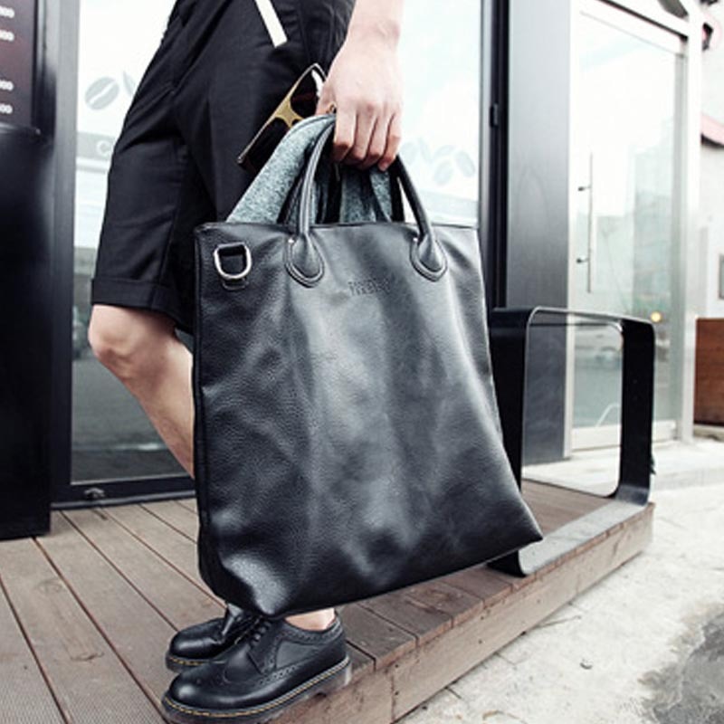 X-Online man handbag male large tote men simple black bag
