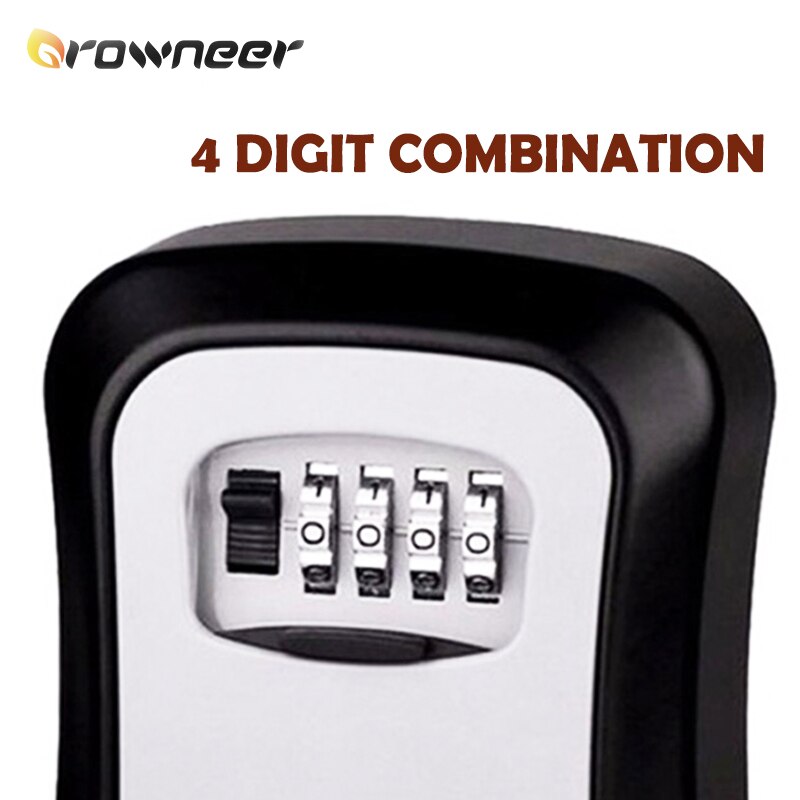 Nyckel säker låda robust aluminiumlegering nyckellås låda väggmonterad säkert förvaring väderbeständig 4- siffrig kombination vridratten