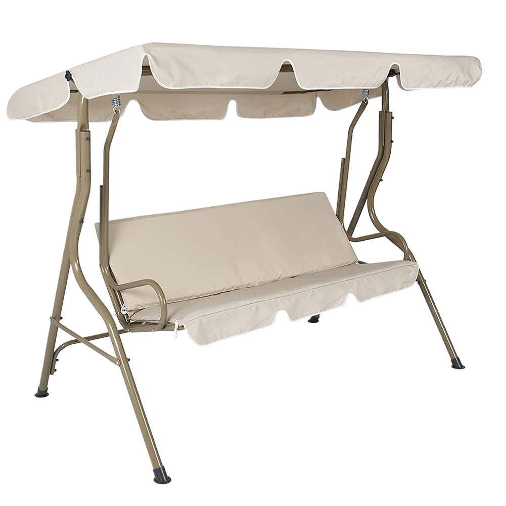 2 kpl/setti vedenpitävä auringonpitävä varaosat aurinkosuoja universaali 3 istuttavalle katos patio keinu istuinpäällinen kiinteä suoja: Beige 195 x 125 x 15cm