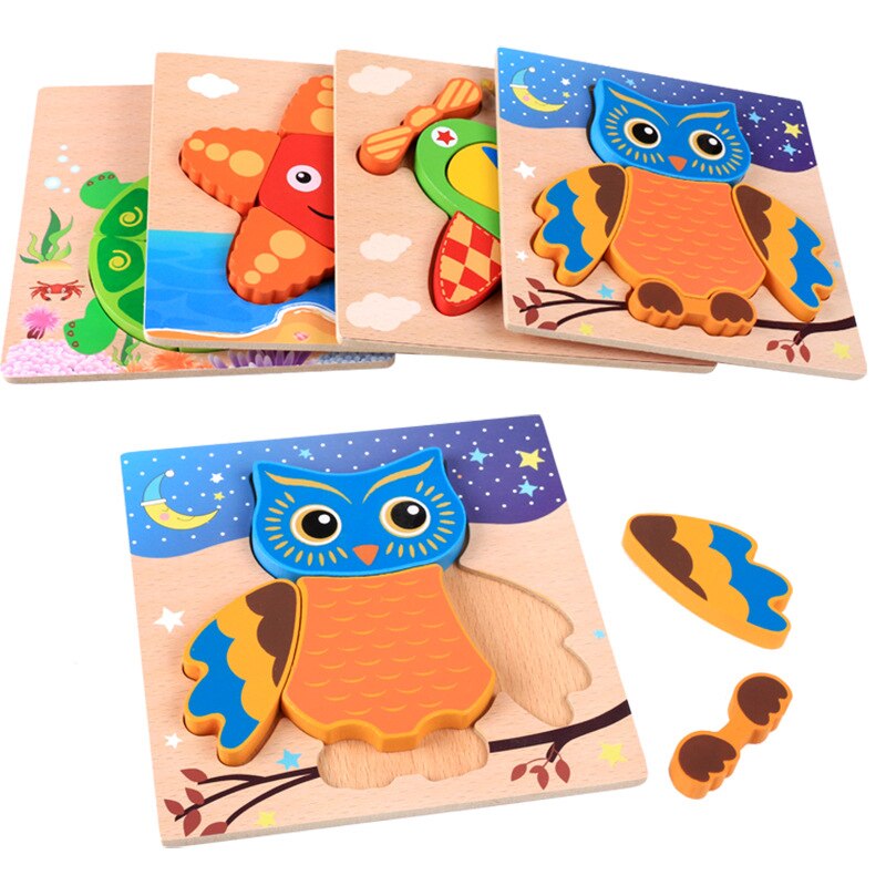 Dier Verkeer Houten Puzzel Voor Peuter Kids 3 4 5 Jaar Educatief Speelgoed Voor Kinderen Baby Montessori Speelgoed Kids 3D puzzels