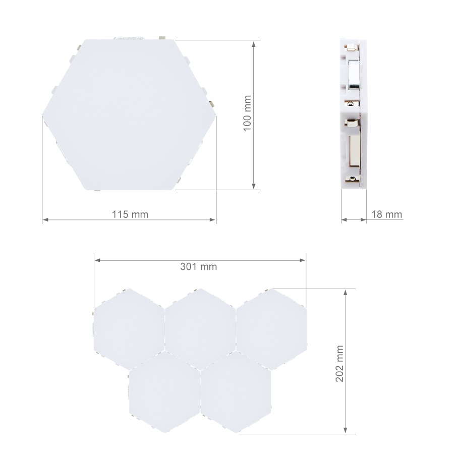 Bricolage lampe quantique LED lampe hexagonale sensible au toucher modulaire veilleuse magnétique hexagones décoration créative applique murale