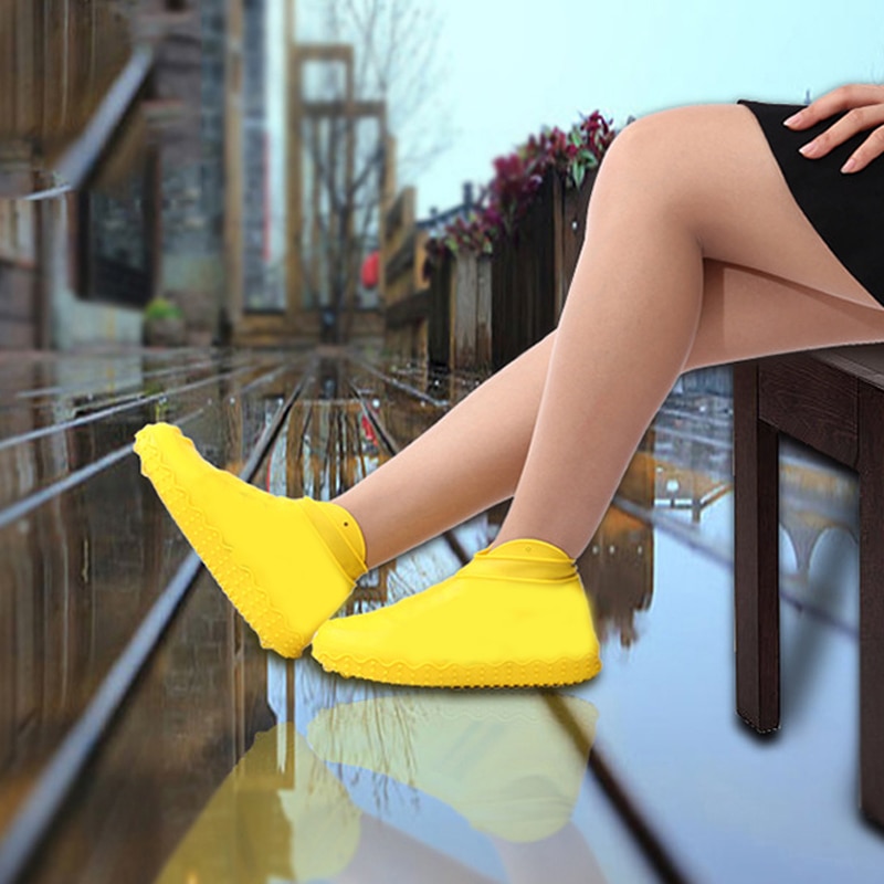 Waterproof Shoe Covers Cycling Rain Reusable Overshoes Silicone Latex Elastic Shoe Covers Protect Shoes Accessories Dust Covers