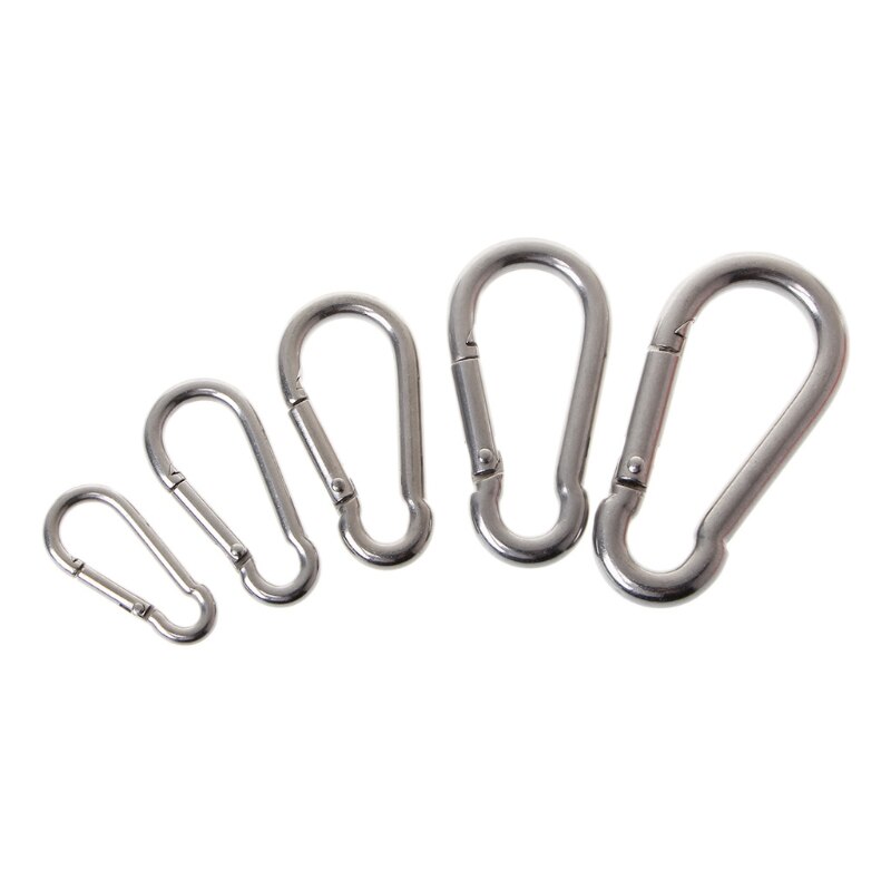 304 Stainless Steel Spring Carabiner Snap Hook Keychain Quick Link Lock Buckle A0KA