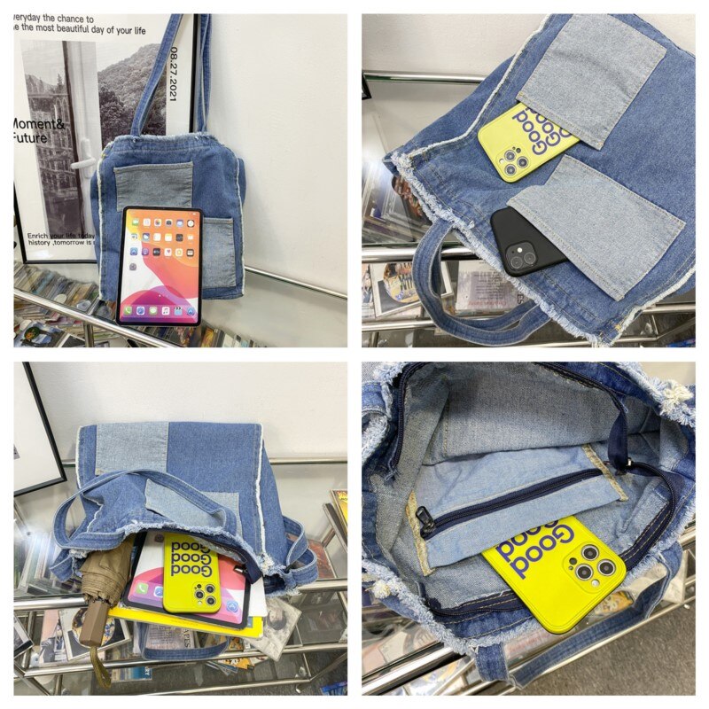 Women Denim Shoulder Bag Casual Ladies Large Travel Top-handle Bags Tote Famous Brand Crossbody Bag