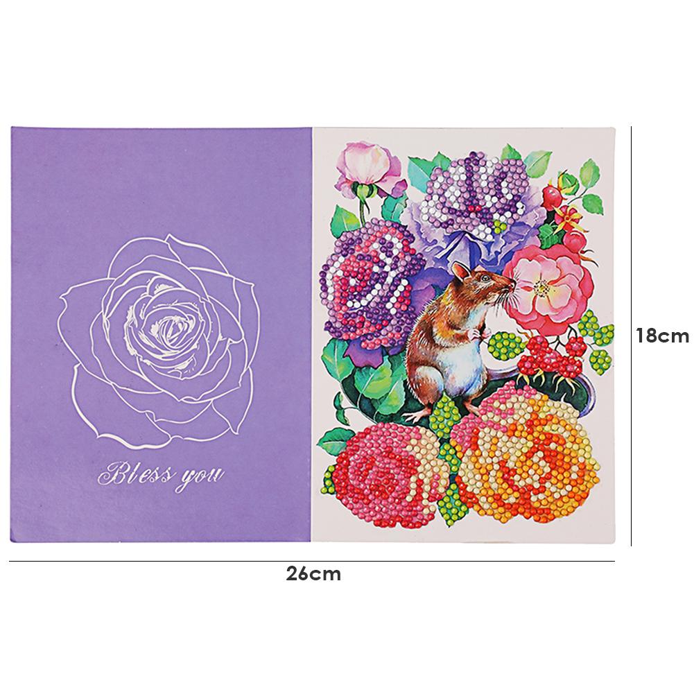 Diamond Cardboard Wear-resistant DIY Diamond Painting Owl Printed Blessing Greeting Cards Birthday Valentine: B