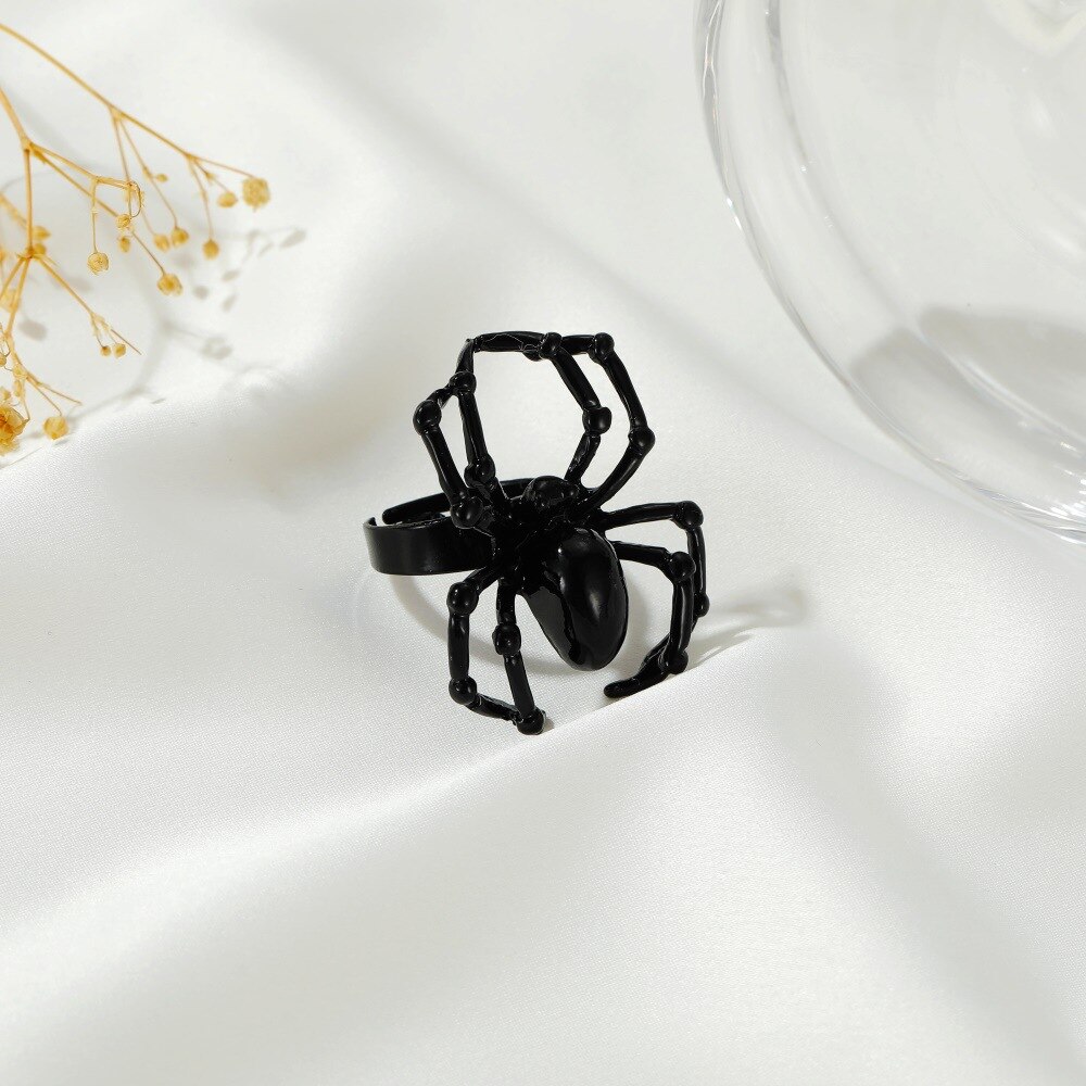 Punk Gothic Spider Ringen Doornen Liefde Hart Vintage Geopend Ringen Voor Vrouwen Halloween Party Sieraden Huwelijkscadeau: RI21Y0434-1