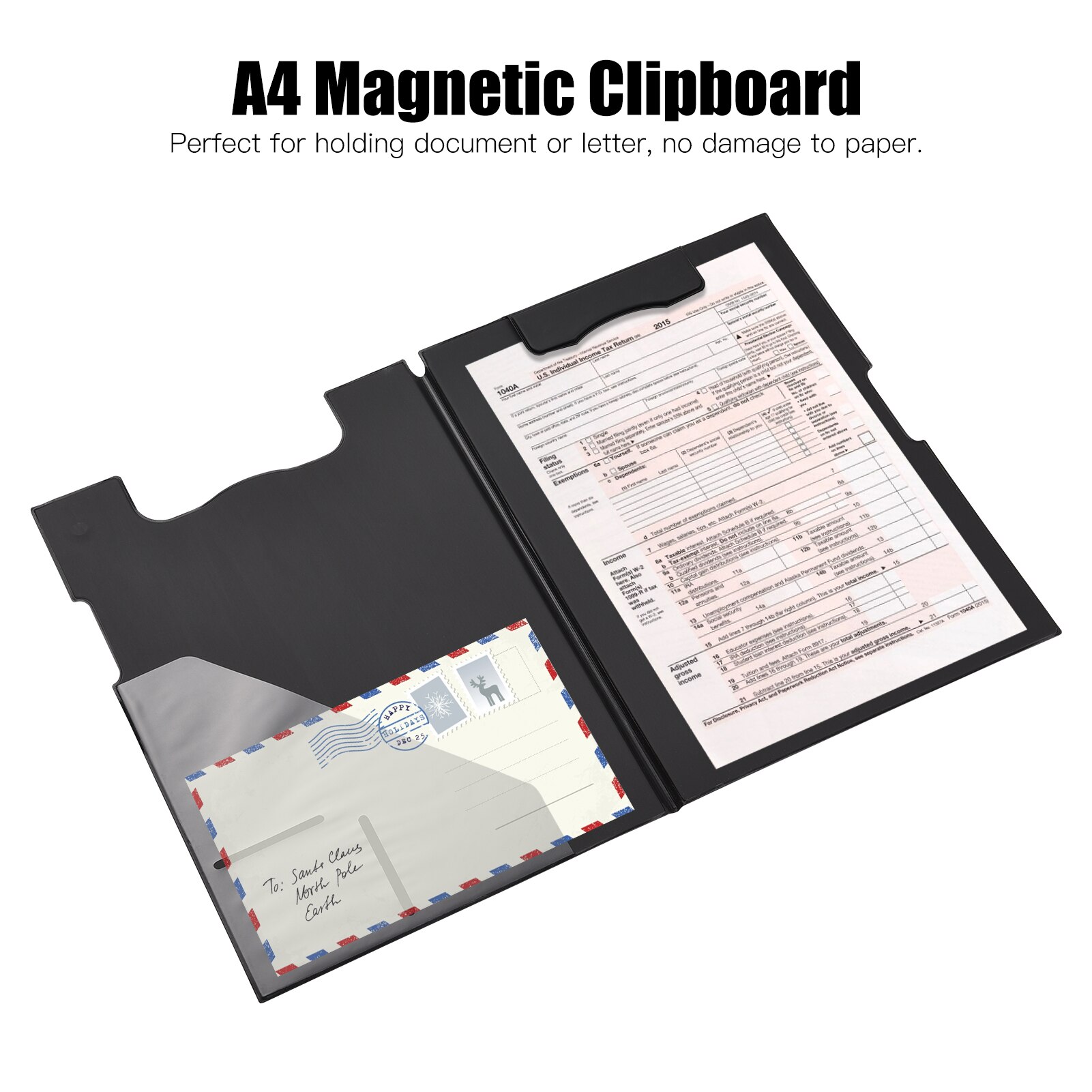 A4 Magnetic Clipboard File Folder Writing Pad Document Holder Paper Clip for Interview School Office Supply