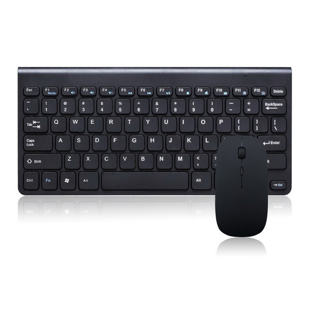 Simple Ultra-Slim Black Mini Wireless Keyboard and Mouse Combo Kit for PC Desktop Loptop Classic Office Set: Default Title