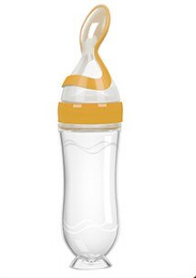 Babyvoedingslepel met stofkap schaalmarkering zuignap ronde bodem lekvrije fles aanvullende voedselfles: C