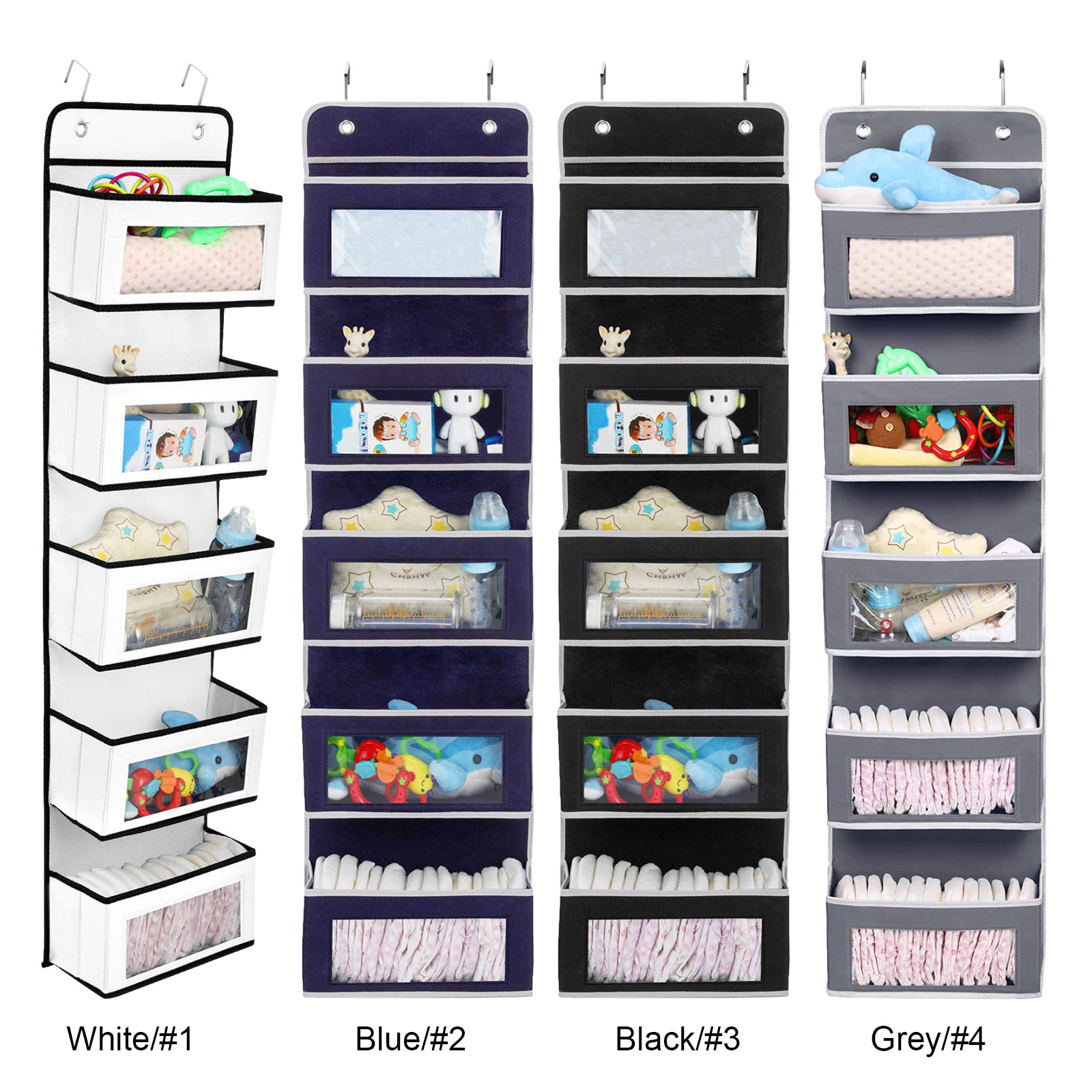 Over Door Hanging Organizer 5 Large Layers Wall Mount Storage Clear Window 2 Metal Hooks Wall Hang Home Storage And Organization