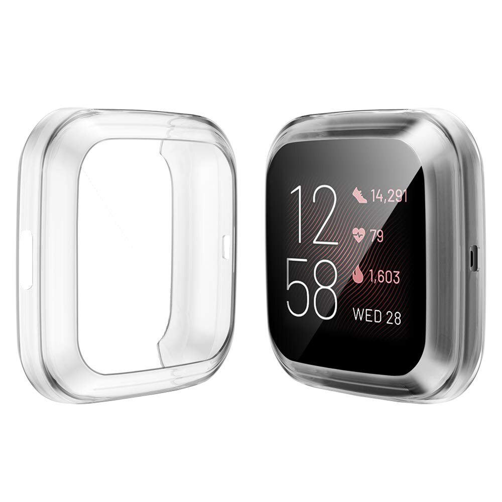 Protector de pantalla para Fitbit Versa1 Versa 2 versa lite todo-Alrededor Ultra delgado suave TPU funda para reloj Protector de parachoques: Transparente / For Versa