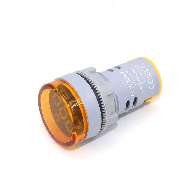22mm led digital displaymåler volt spændingsmåler indikator signal lampe voltmeter lys tester combo måleområde 1-500v ac: Orange