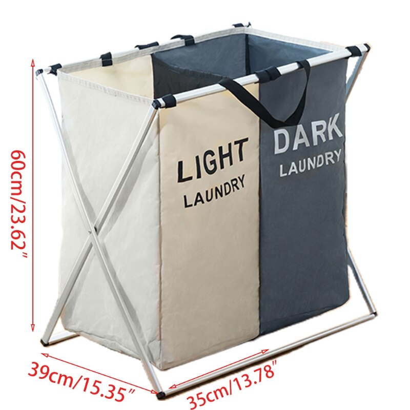 Bathroom Foldable Double Compartment Large Laundry Storage Basket