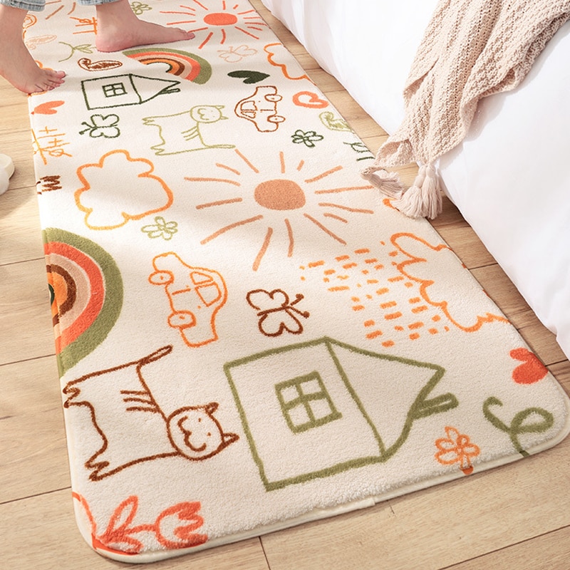 Stokfiguur vloermat vloerkleed kamer deurmat slaapkamer nachtkastje pluizig tapijt lam kasjmier antislip lange matten thuis tapijt