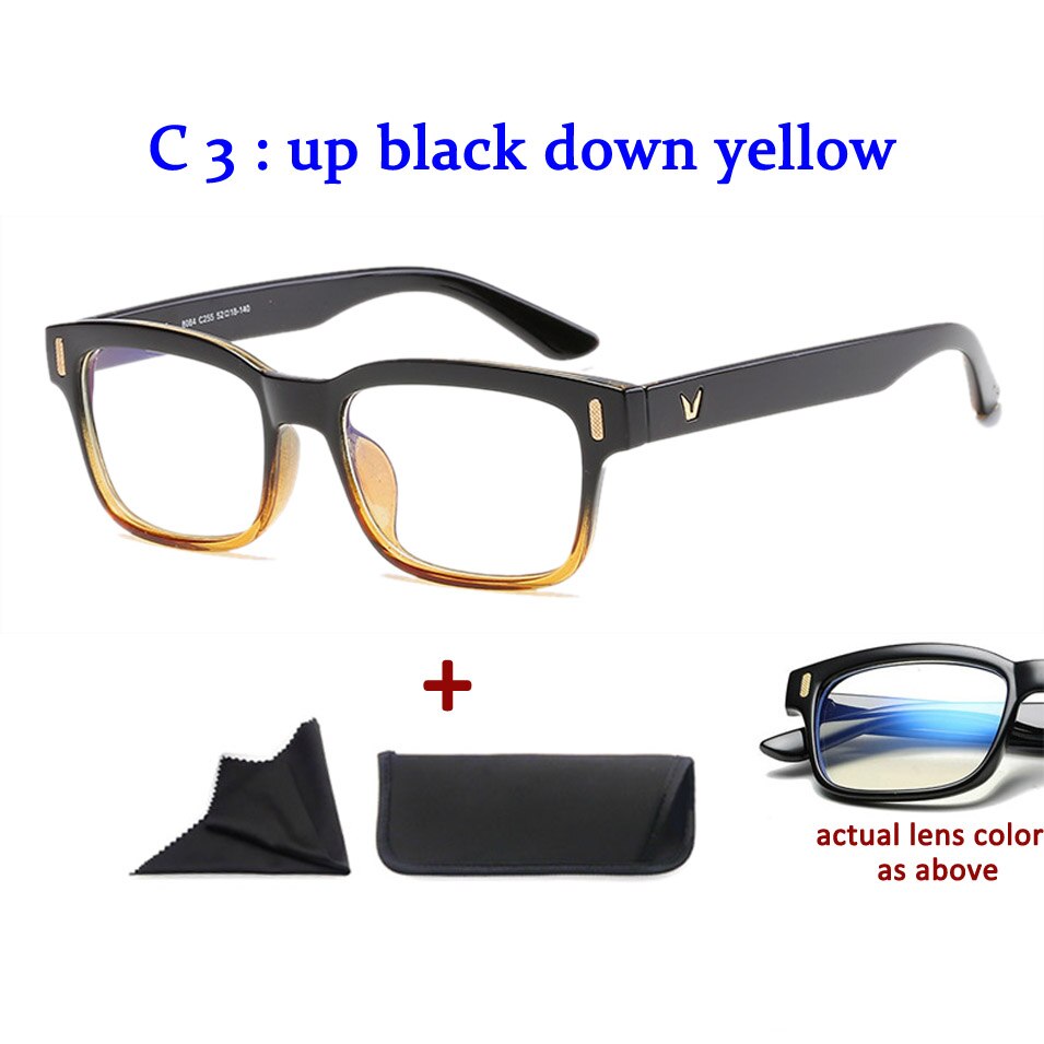 Anti Blue Rays Computer Glasses Men Blue Light Gaming Glasses Protection Spectacles Blue Light Blocking: up black down yellow