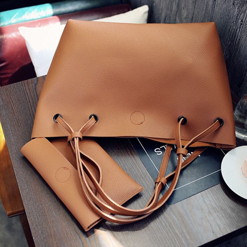 Femmes en cuir PU épaule sac de messager fourre-tout sac à main sac à main bandoulière sacoche chaude, marron