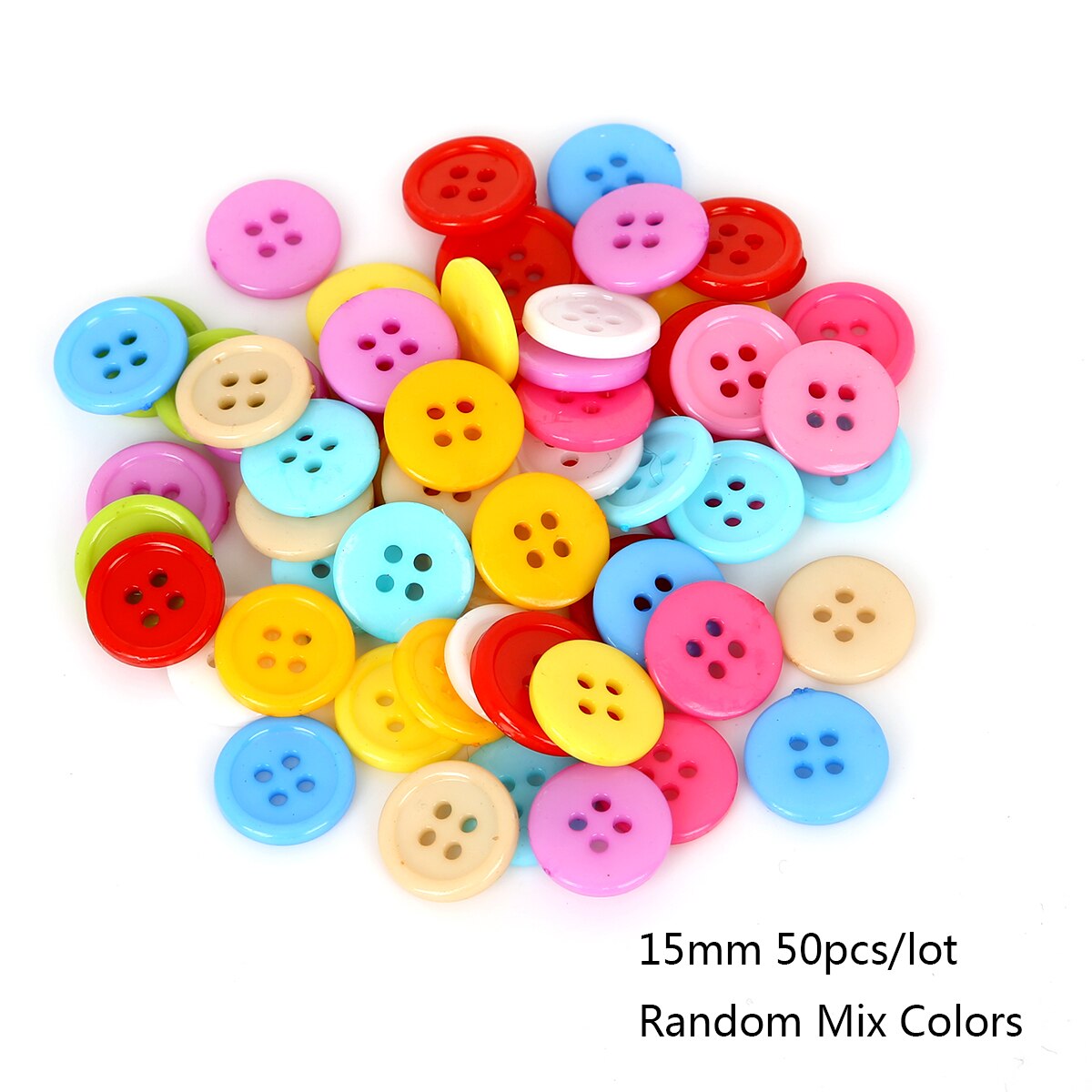 50Pcs Plastic Round Flatback Buttons Suit Coat Button Random Mixed Color DIY Sewing Crafts Scrapbook Accessories 15x2mm