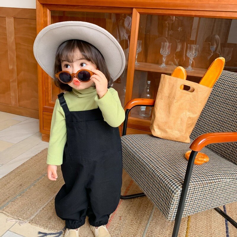 Herfst Kinderen Overalls Kinderkleding Koreaanse Stijl Meisjes Katoen Algehele Effen Kleur Rechte Pijpen Broek