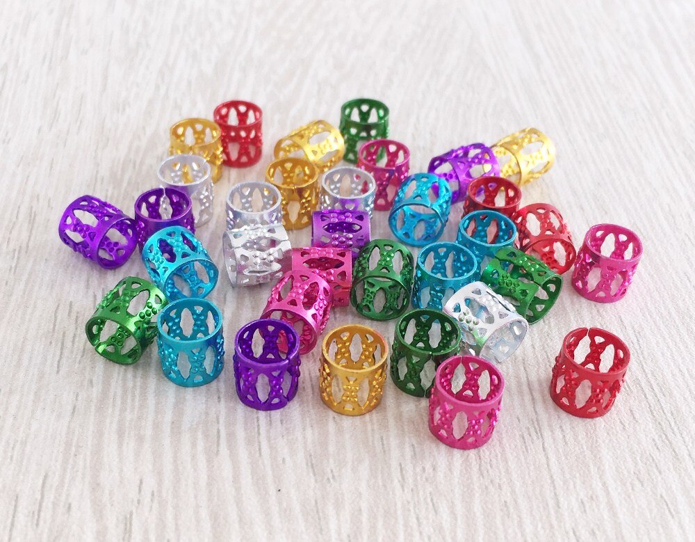 100Pcs/Lot multicolor hair braids dread dreadlock Beads adjustable cuff clip approx 7mm hole