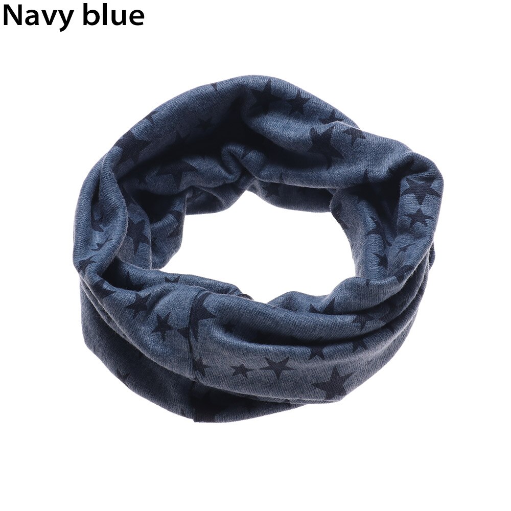 Børn unisex varmt bomuld tørklæde stjerner trykt snood udendørs hals varmere vindtæt lang krave tørklæder 9 farver: Marine blå