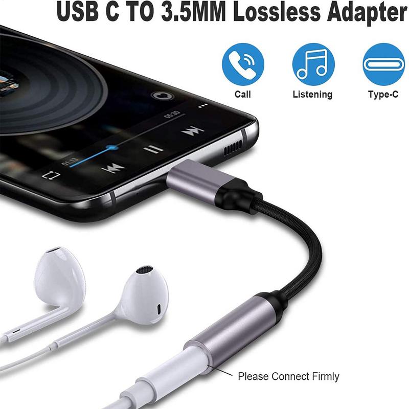 USB C Auf 3,5mm Audio Adapter HIFI Typ C Auf 3,5mm Weibliche Kopfhörer Jack Adapter Nylon Geflecht Aux kabel Tragbare HIFI Elektronik