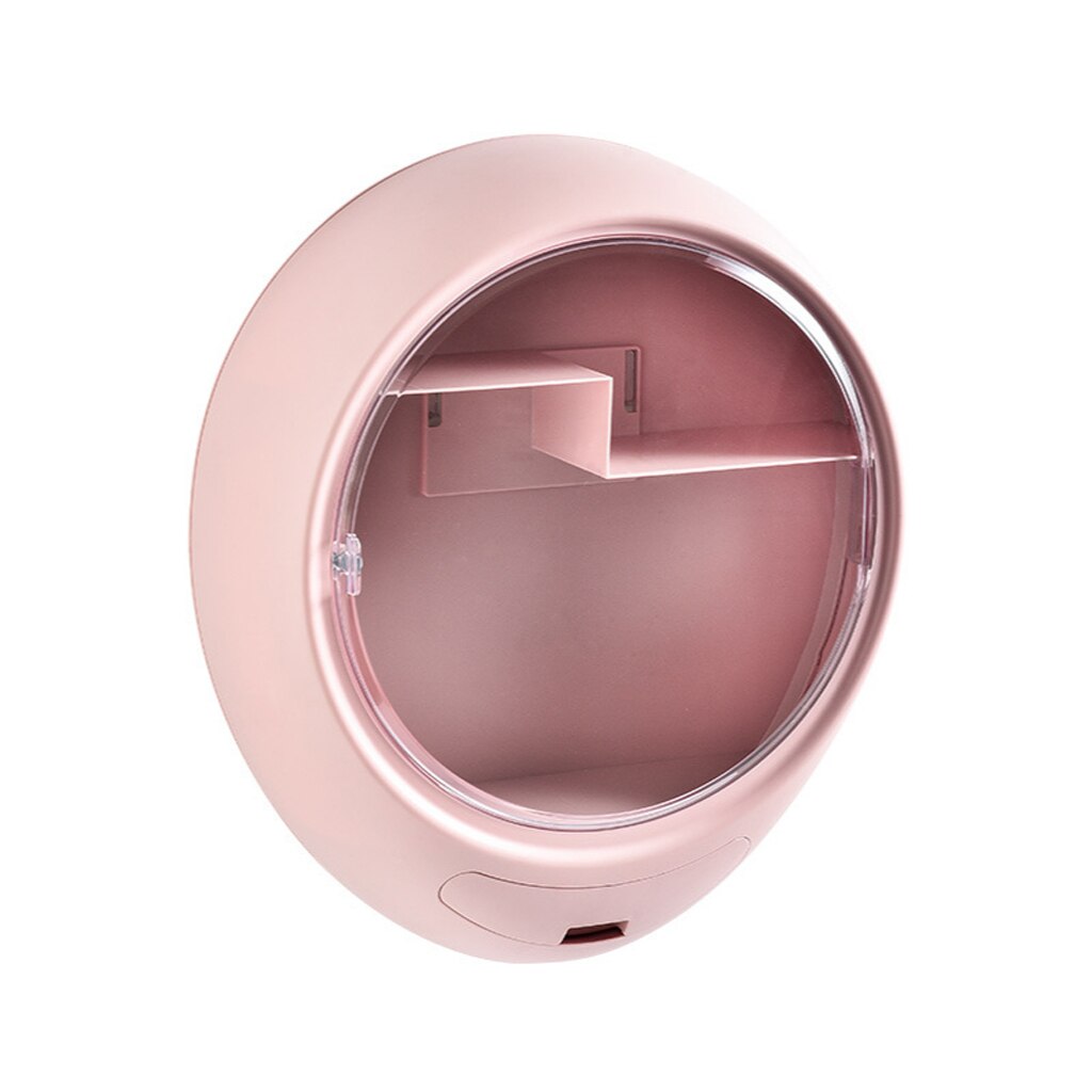 Wall Mounted Makeup Cosmetic Storage Box Cabinets NO PUNCHING SAVE SPACE: Pink