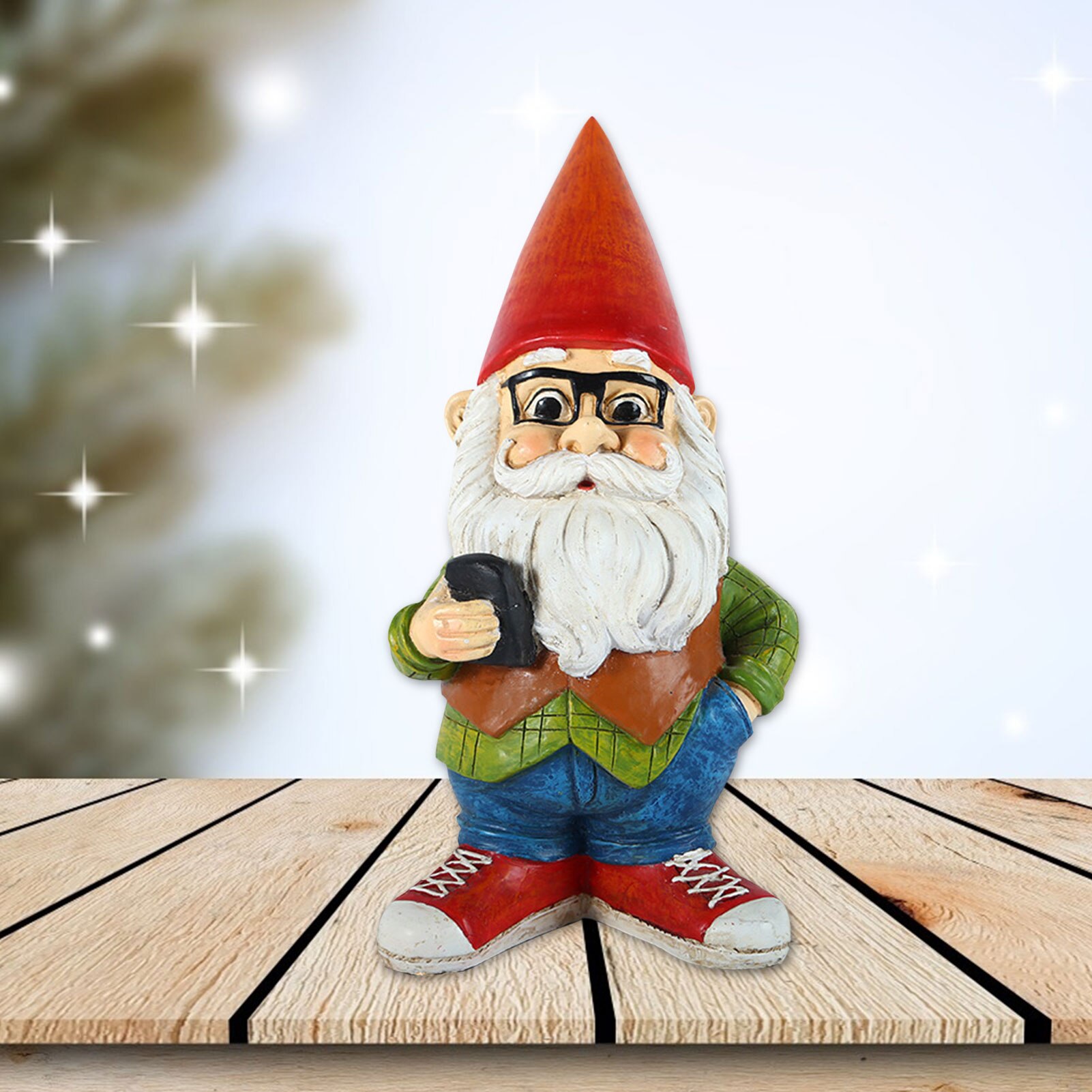 Resin Naughty Garden Gnome Garden Statue Christmas Dress Up Garden Decoration Resin Gnome Christmas Resin Gnome
