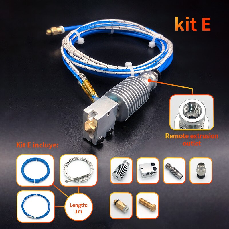 1/Set MK8 Extruder End Kit For Ender 3 CR10 Printer 1.75mm 0.4mm Nozzle Aluminum Heating Block For 3D Printer Parts: 24V / Kit E