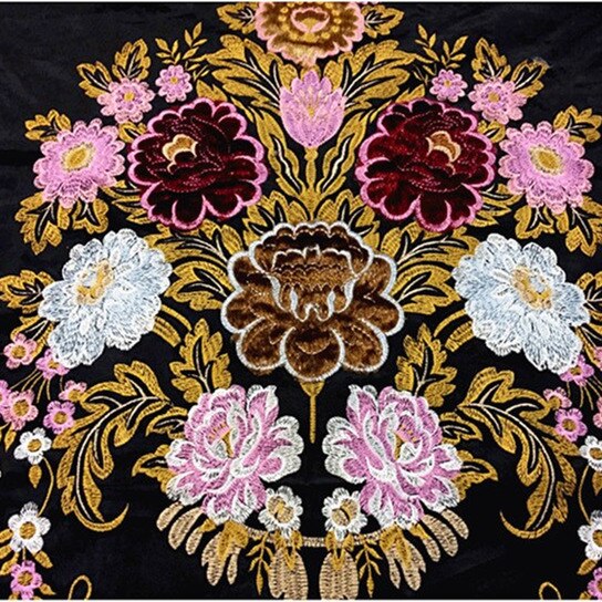 Deluxe applikation blomster placering sort fløjl polstring broderi stof sofa stol pude stof sælge  by 1 par
