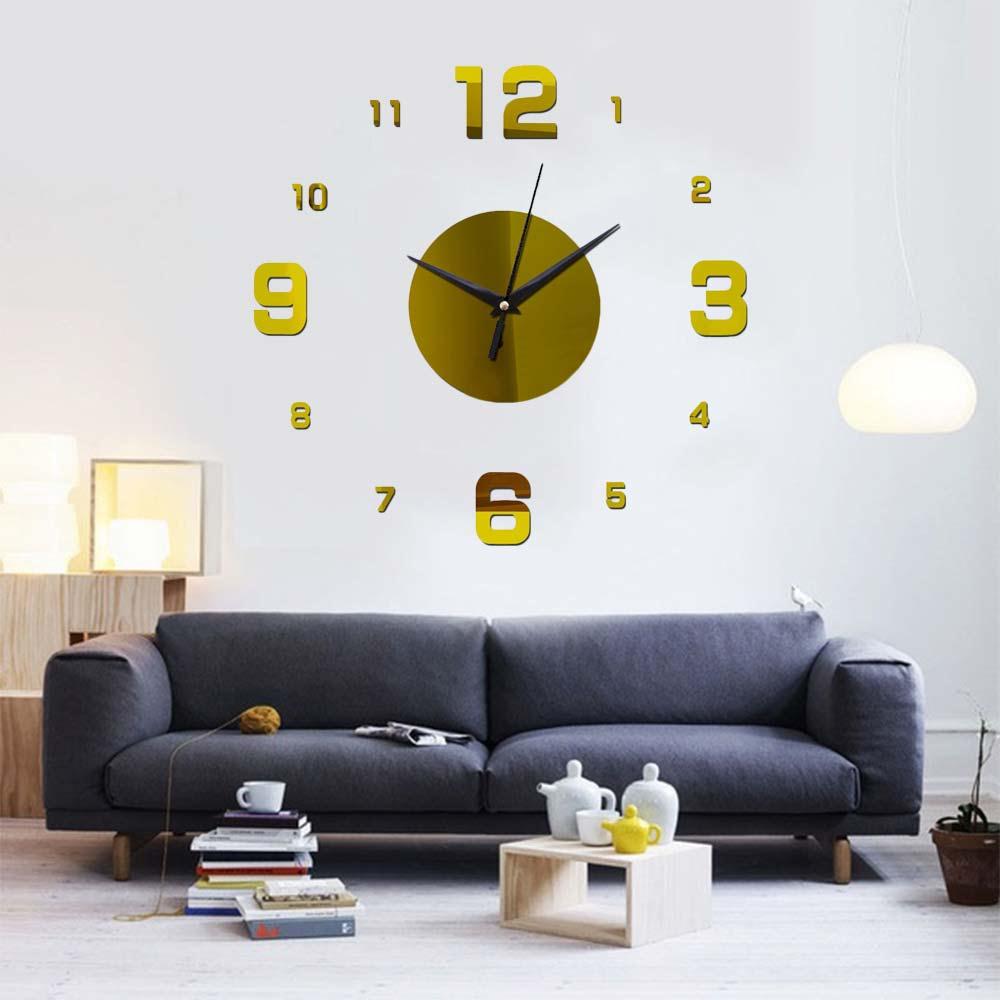 digital veggklokke klistremerke speil veggklokke diy hjemmeinnredning avtakbar selvklebende soverom akryl kvarts horloge 3 farge