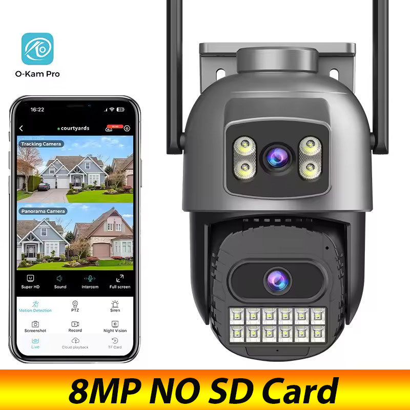 O-Kam Pro-Caméra de surveillance extérieure PTZ WiFi HD 15MP, dispositif de sécurité sans fil, avec suivi automatique et plusieurs écrans, n'aime numérique x10