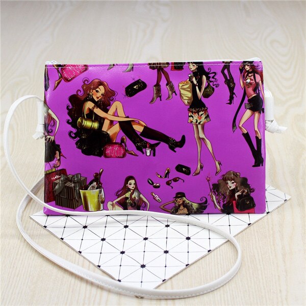 Cartoon Printing Kids Baby Messenger Tas Clutch Mode Vrouwen Crossbody Bag Vrouwelijke schoudertassen voor Meisje Party Handtassen 24*16.5: aubergine