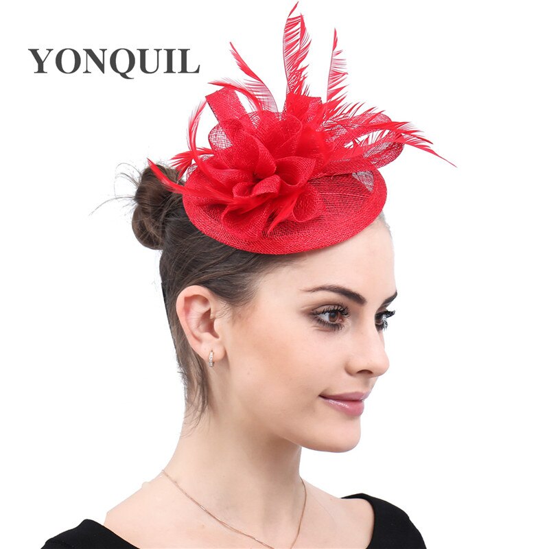 Kvinder fascinator hovedbeklædning hat bryllup fest hårnål fjer blomster lejlighed hår fjer tilbehør chapeau til damer brude