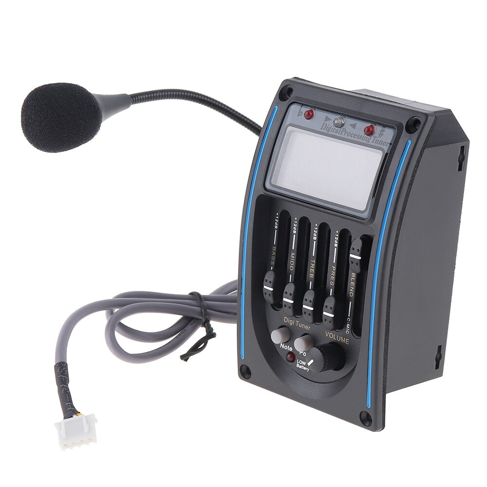 LC5 Band Akoestische Elektrische Gitaar Voorversterker Zwart Eq Equalizer Pickup Tuner Met Microfoon