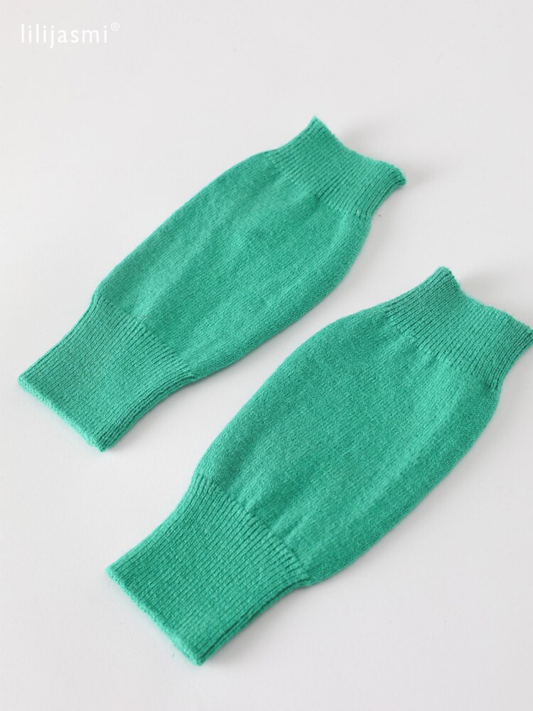 Verkoop Echt Fijne Schapen Wol Gezellige Mitt Blootgesteld Vinger Vrouwen Winter Herfst Gebreide Vingerloze Werkhandschoenen Pols Wanten Driver: 11 lt green