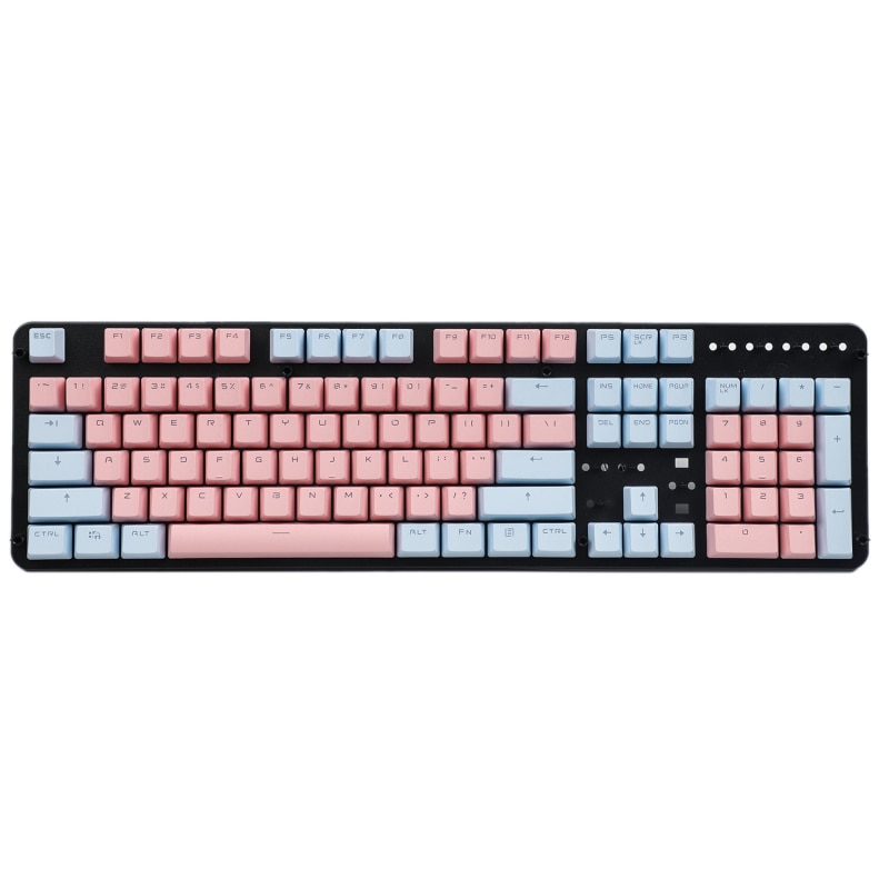 YMDK Double Shot 104 Miami PBT Shine Through OEM Profile Keycap set Suitable For MX Switches Mechanical Keyboard: Blue pink
