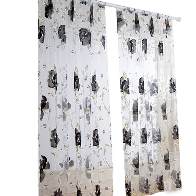 200*100cm Tulle Curtains For The Kitchen Living Room Solid Sheer Curtains European And American Style Tulle Window Curtains: gray