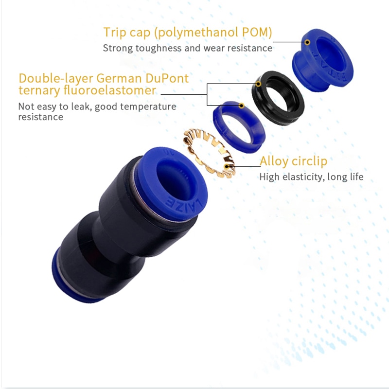 Pneumatic fittings five-way connector PK 4mm-12mm air water hose tube one-touch straight plug plastic quick connector fittings