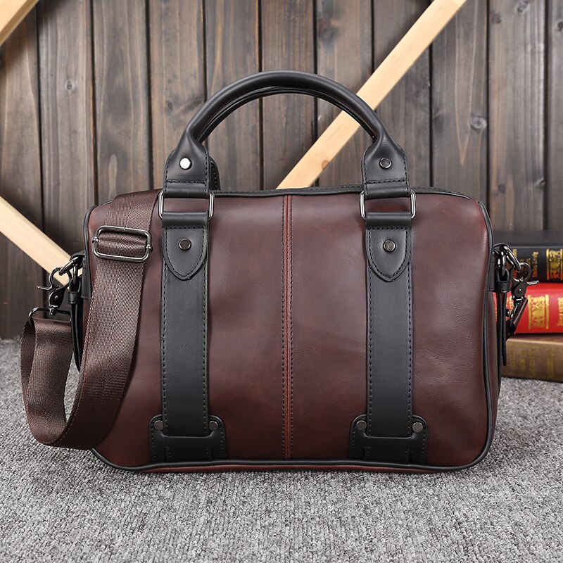 Folder File Bag Men's Handbag Laptop Bag Solid Zipper Retro Bag Briefcase Multifuctional Large Capacity Bag Office SuppliesLD055