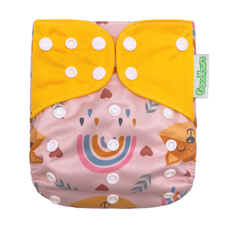 Babytygsblöjor återanvändbara tvättbara blöjor med tryck en storlek passar alla vattentäta babyblöjor blöjficka: 017