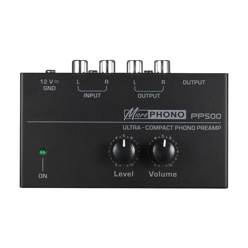 Préamplificateur Phono Ultra-Compact Pp500 avec contrôles de niveau et de Volume entrée et sortie Rca Interfaces de sortie Trs 1/4 pouces, ue