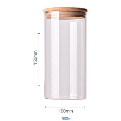 Kitchen food container bamboo lid sealed cans food tea cans transparent storage jars kitchen whole grains beans storage bottles: 12