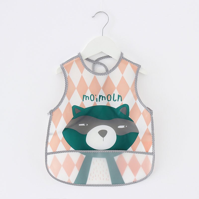 Wodoodporne niemowlę jedzenie dzieci rysunek bez rękawów śliniaki dla niemowląt śliniaki śliczne śliniaki dla dzieci nadruk kreskówkowy śliniak dla niemowląt posiłek beknięcie Eva płótno: Raccoon