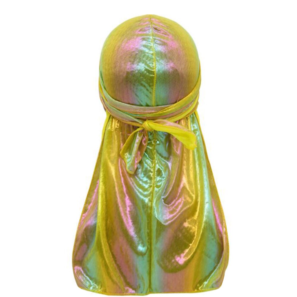 Men Sparkly Silky Durag Colorful Wide Doo Rag Comfortable nightcap