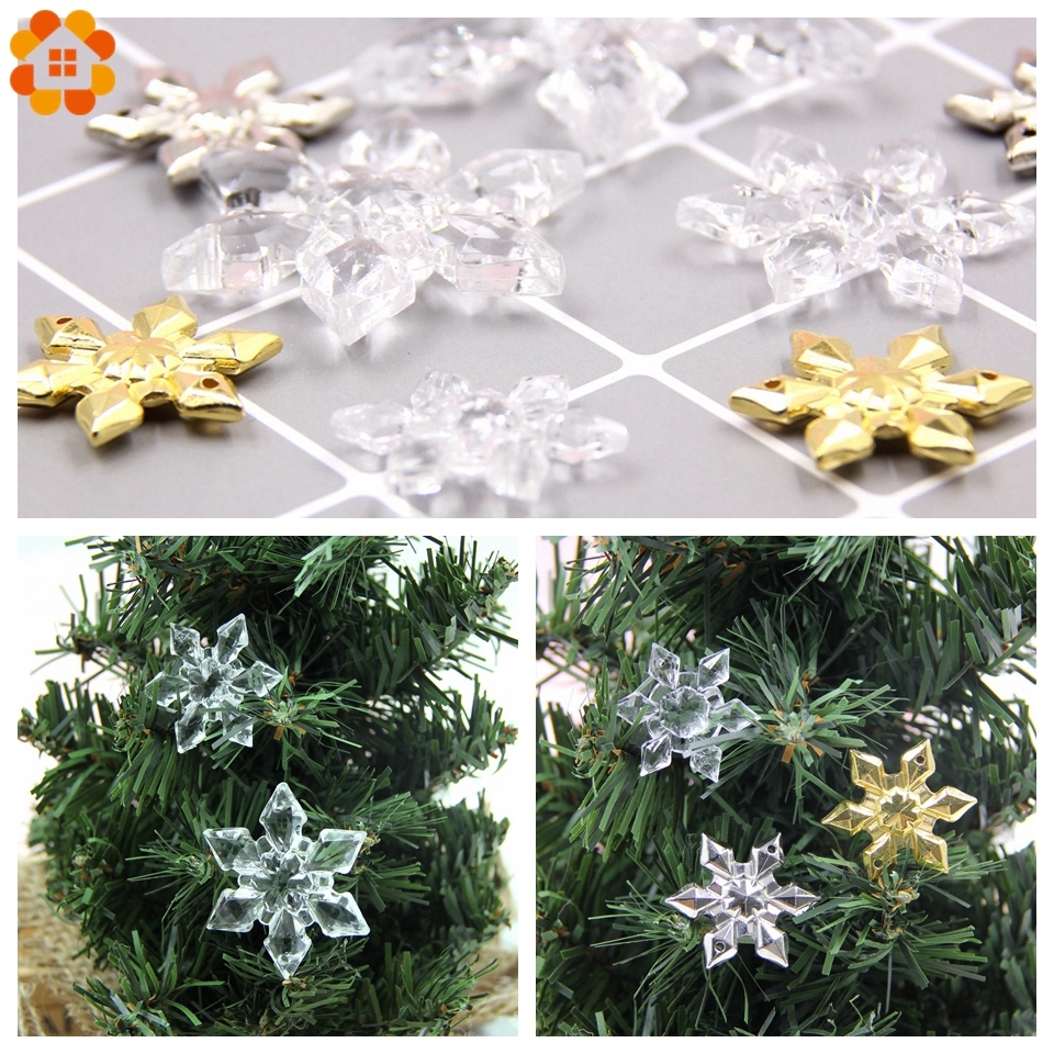 6 stk gennemsigtige/guld/sølv akryl snefnug julehåndværk vedhæng ornamenter juletræ børn ophæng dekorationer