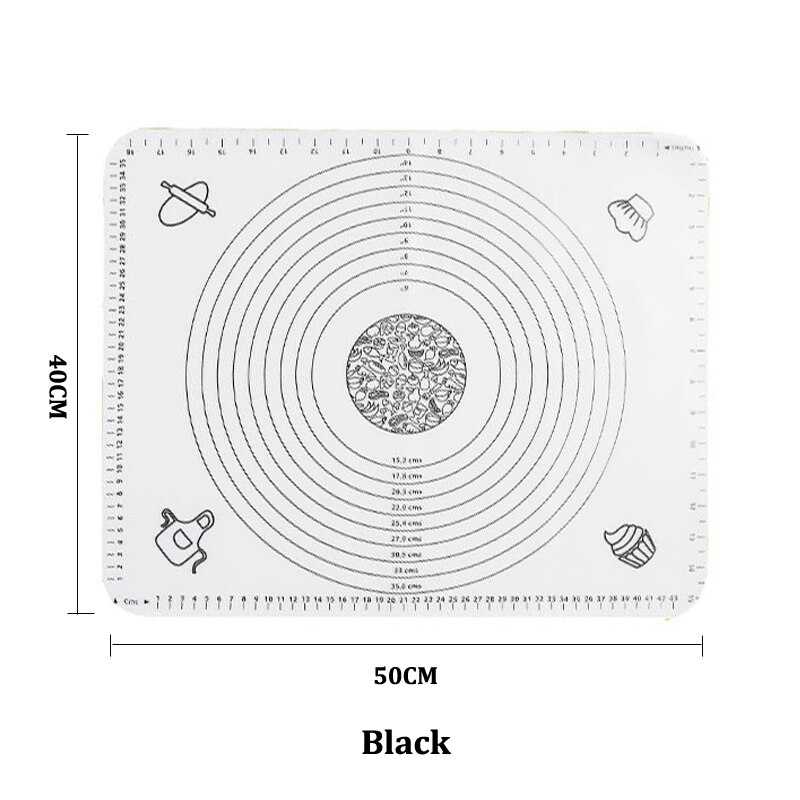 Silicone Baking Mat Thickening Flour Rolling Scale Mat Kneading Dough Pad Baking Pastry Rolling Mat Bakeware Liners: A- Clear - 50 x 40cm