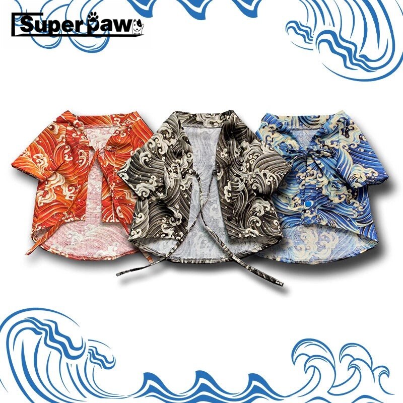 Japan Kimono Shirt for Dogs Puppy Shirt Shiba Inu Summer T-shirt Pet Dog Clothes Bulldog Pets Clothing Costume GZC06
