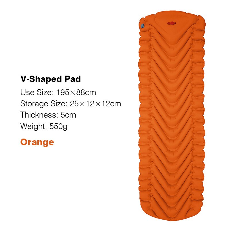 Lightweight Self-inflating Sleeping Pad Air Mattress Camping Tent Sleeping Bag Pad Picnic Beach Cushion Outdoor Sleeping Mat: V.S Orange